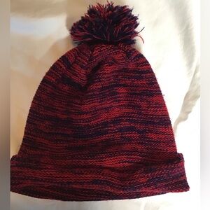 Vibrant Red and Blue Women’s Pom-Pom Beanie